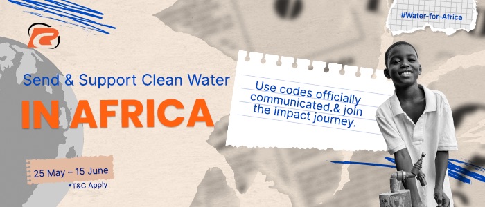 Africa Day 2026 clean water campaign supporting a borehole project in Ghana through international money transfers